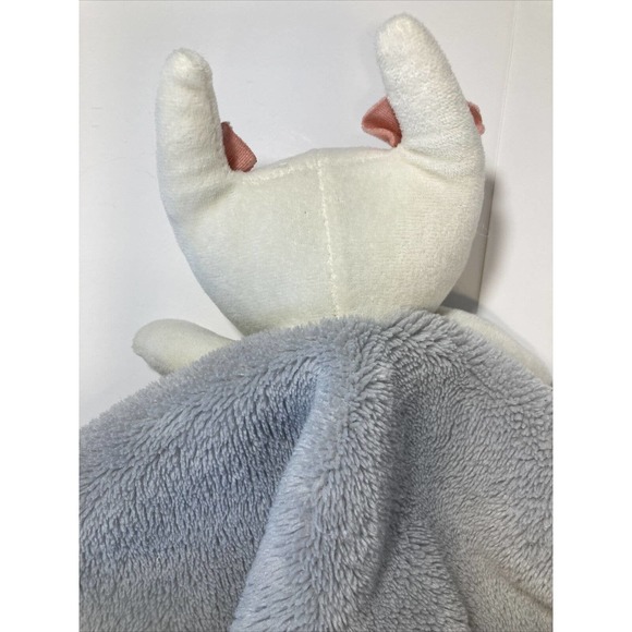 Rare Chick Pea Gray Baby Lovey Kitty W/ Pink Bows Plush Snuggly Security Blanket - Picture 8 of 9